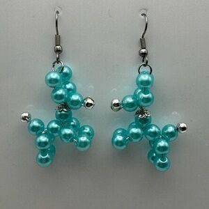 Teal Balloon Dog Bead Earrings